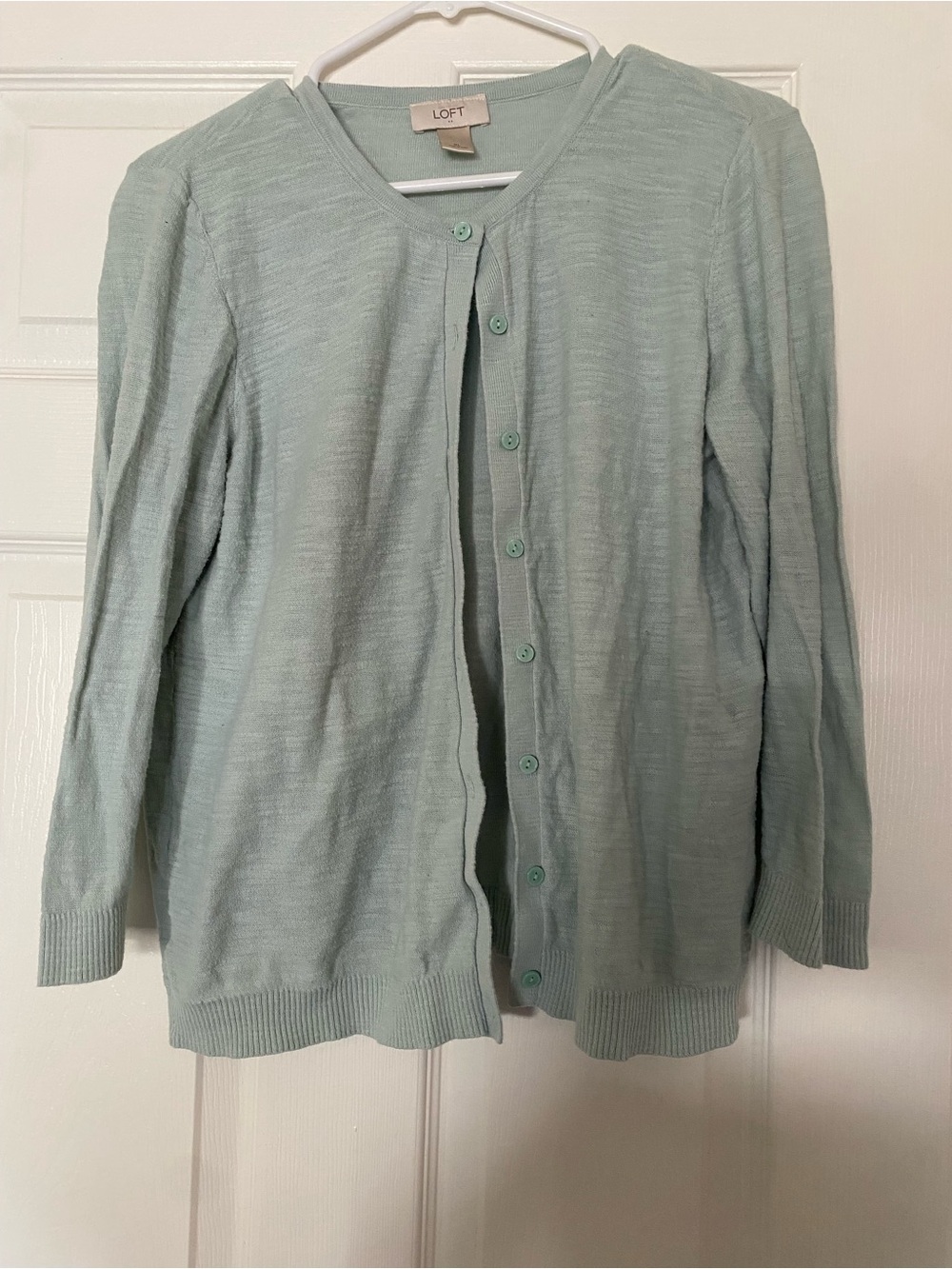 LOFT Pale Mint Green Button-Up Cardigan Sweater